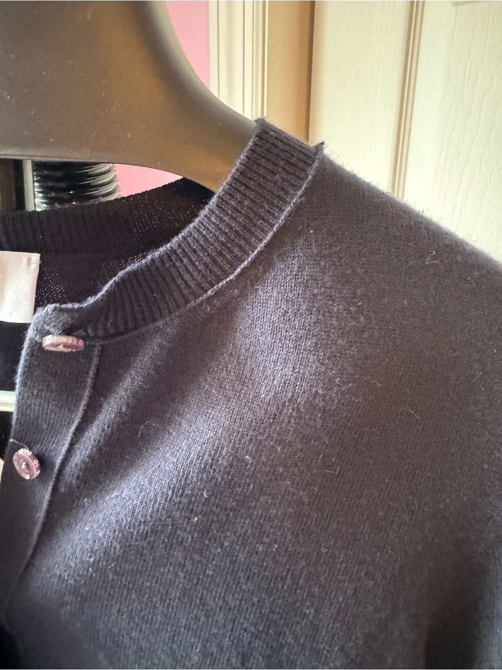 Derek Lam 10 Crosby Navy Crewneck Button-Front Cotton and Cashmere Cardigan - Picture 14 of 15